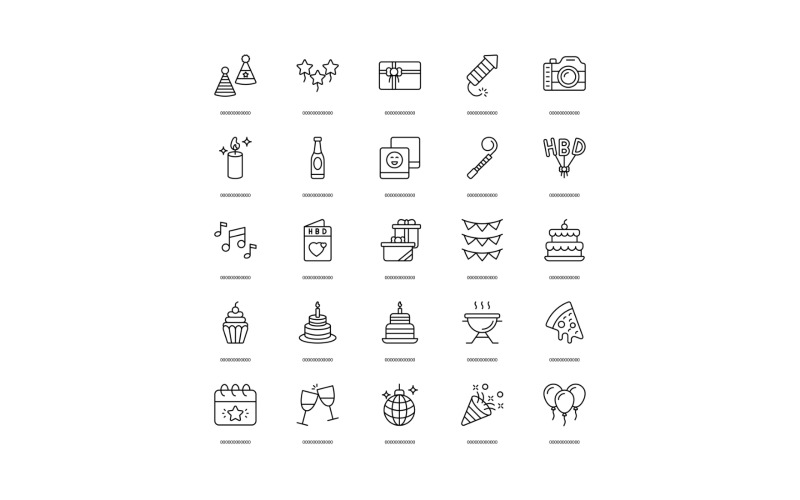 Birthday Icon Set Celebration Icons