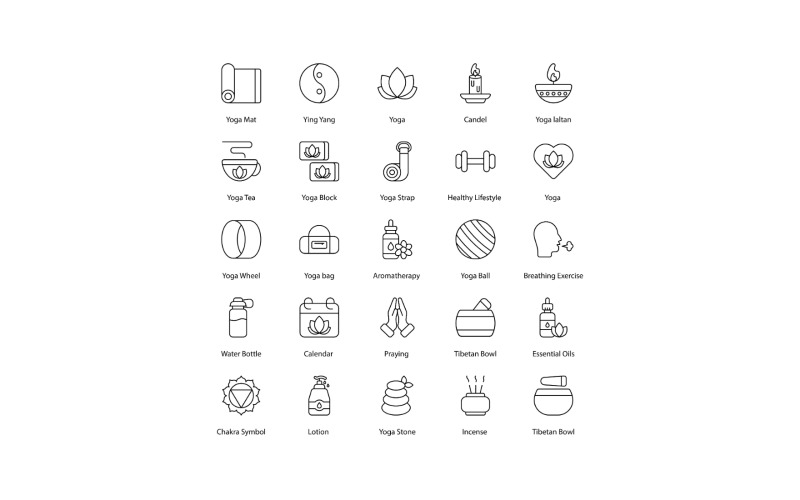 Yoga Icon Set Meditation Icons
