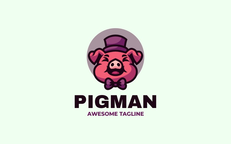 Pigman Mascot Cartoon Logo Logo Template