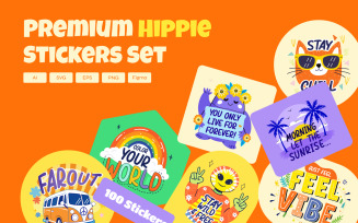 Premium Hippie Stickers set