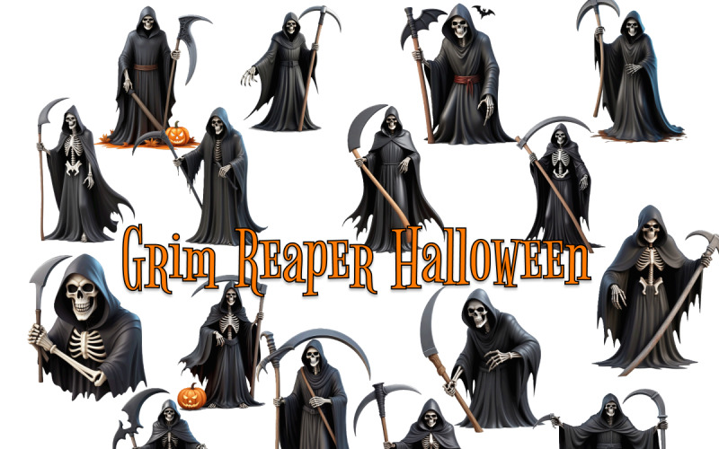 Grim Reaper Halloween Clipart Illustration