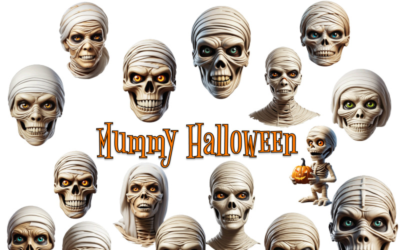 Mummy Spooky Halloween Clipart Illustration