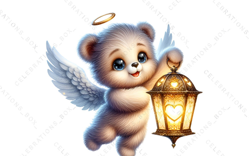 Free Watercolor Angle Teddy Bear Clipart PNG Illustration