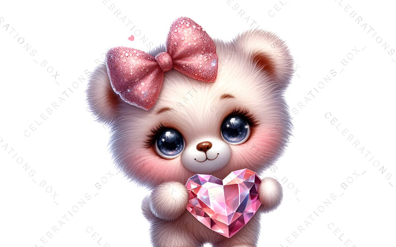 Free Watercolor Valentine teddy bear clipart Illustration