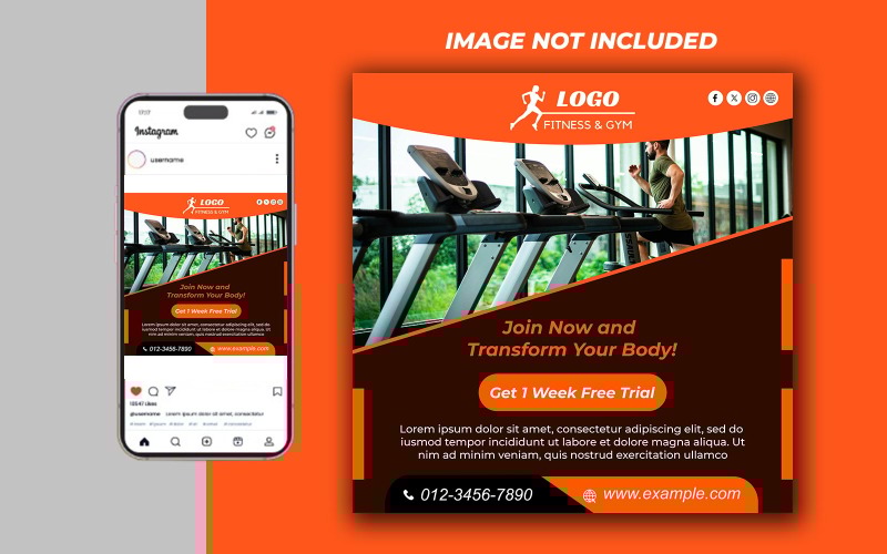 Yoga Fitness Gym Promotional Social Media PSD Raster Banner Template - Template 01