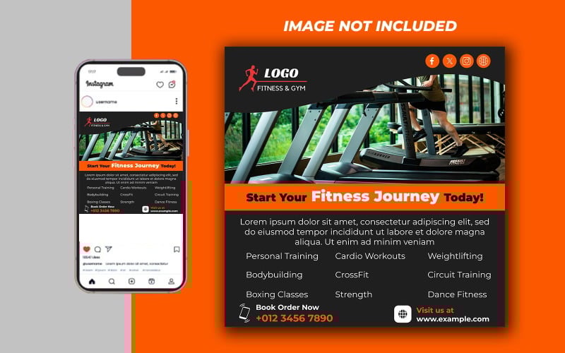 Yoga Fitness Gym Promotional Social Media PSD Raster Banner Template - Template 04