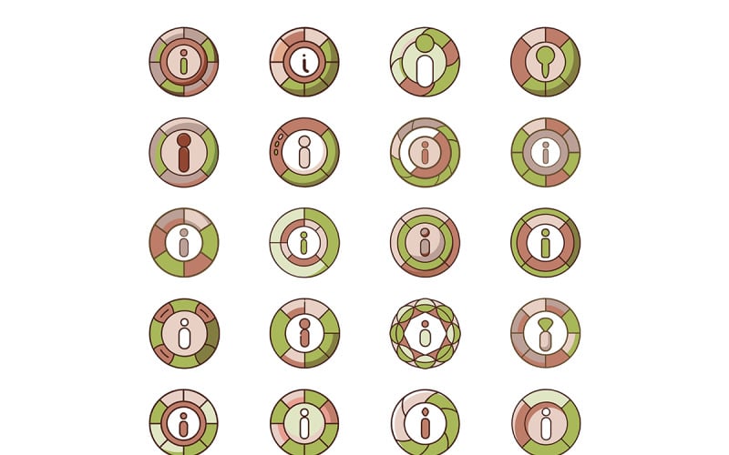 Beautiful Circle info icon with colored outline style bundle Vector Graphic