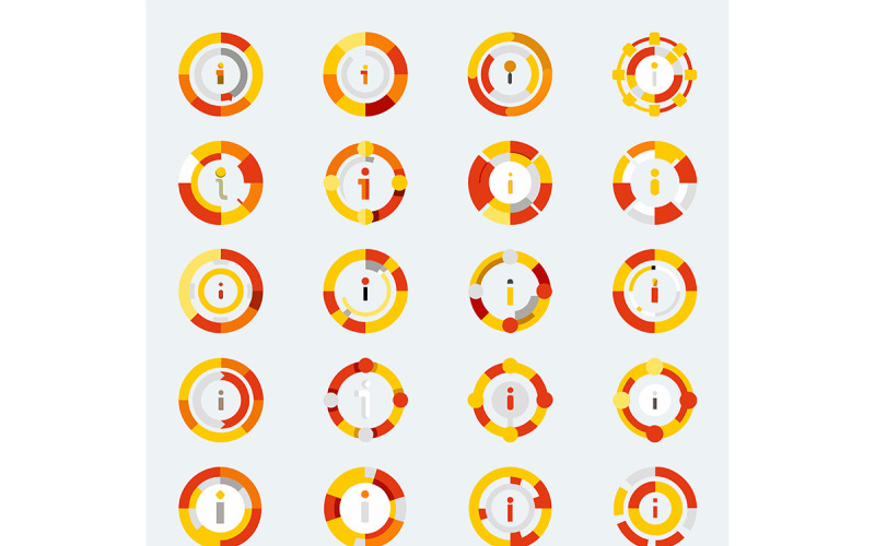 Beautiful Circle info icon with colored shape style Bundle Vector Graphic