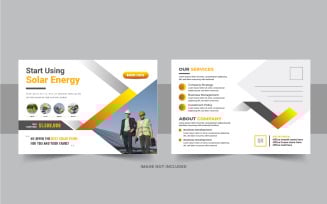 Solar panel energy services postcard template, green energy eddm postcard template design layout