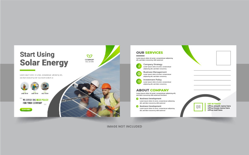 Solar panel energy services postcard template, green energy eddm postcard Corporate Identity