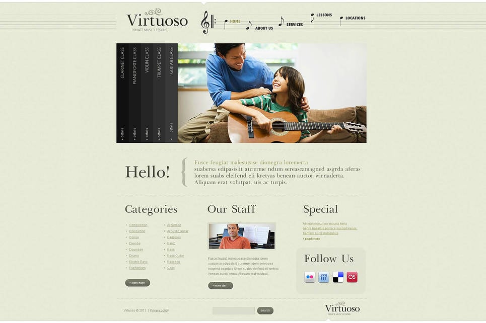 Music School Flash CMS Template New Screenshots BIG