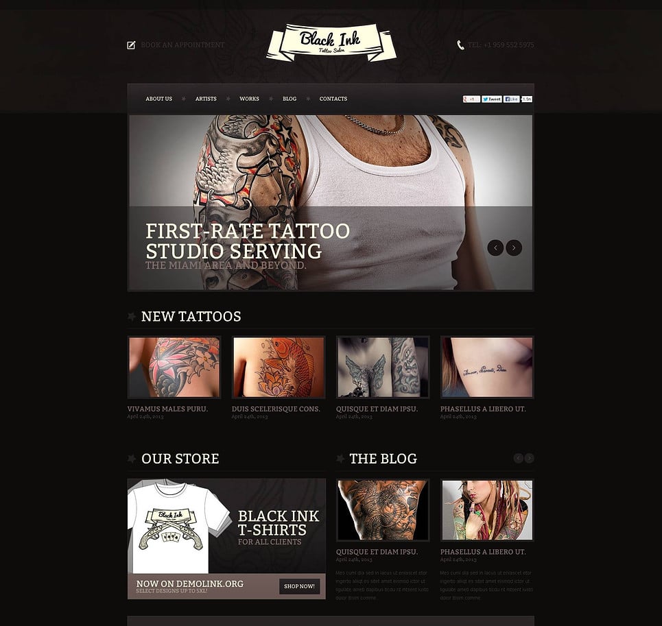 Tattoo Salon Flash CMS Template New Screenshots BIG