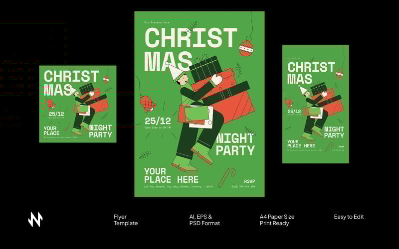 Green Modern Christmas Flyer Template Corporate Identity