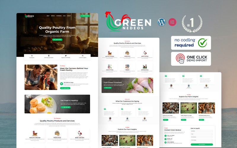 Green Nedeos — Organic Poultry From Elementor Template kits Elementor Kit