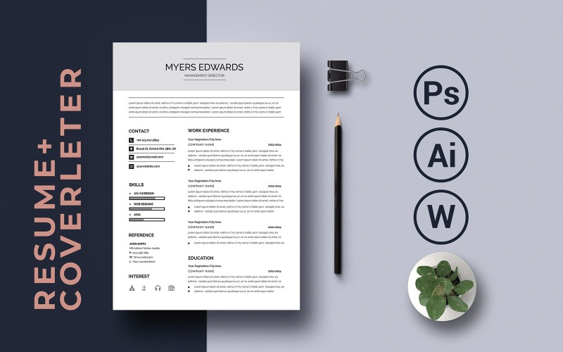 MYERS EDWARDS CLEAN AND CREATIVE RESUME Resume Template