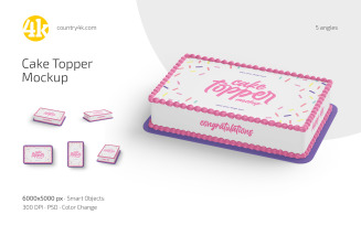 Cake Topper Mockup PSD Template