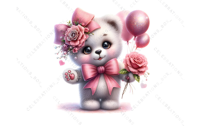 Free Baby Bear Clipart, Balloon Bear PNG Illustration