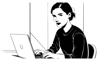 Working on a laptop illustration art