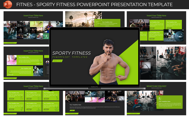 Fitnes - Sporty Fitness Presentation Template PowerPoint Template