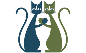 A minimal art illustration of two adorable cats
