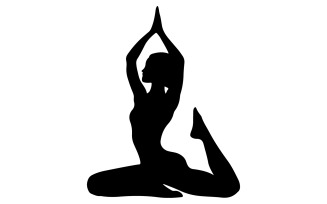 A silhouette illustration of a woman doing a yoga pose