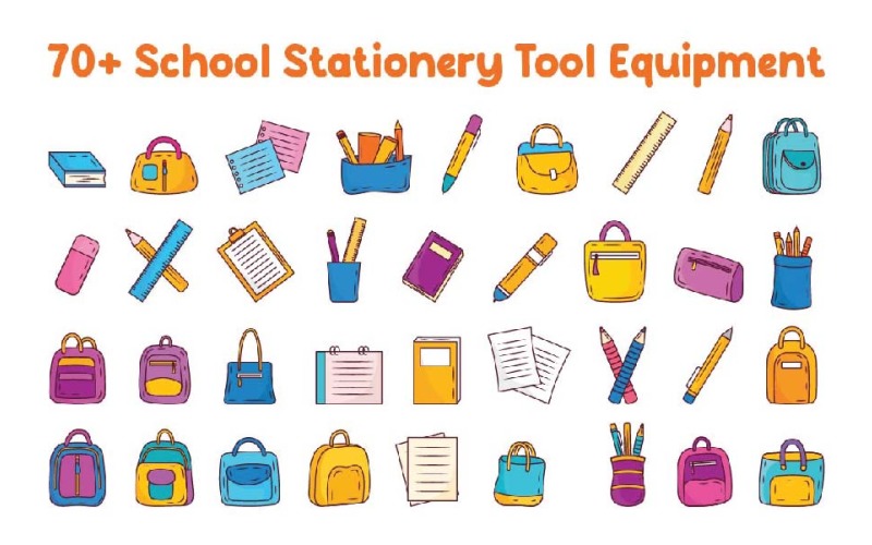 70+ School Stationery Tool Equipment Illustration