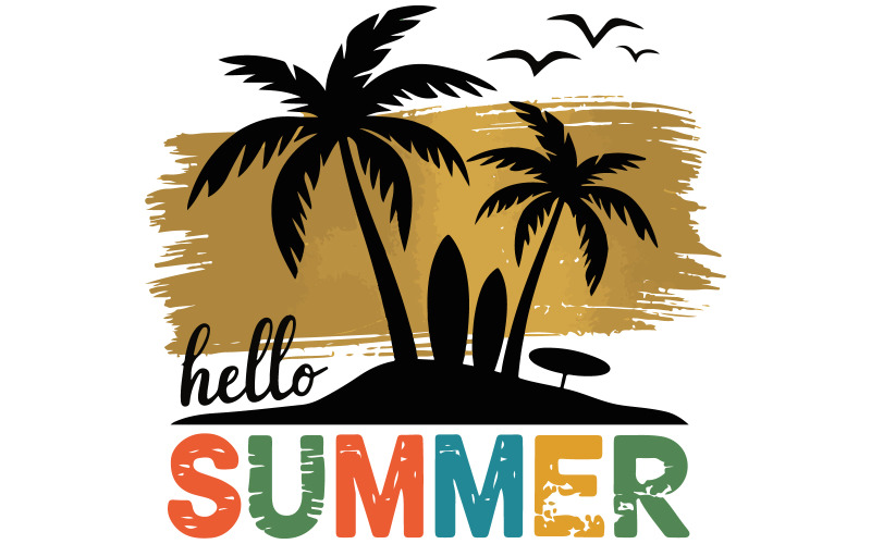 Beach silhouette art illustration Illustration