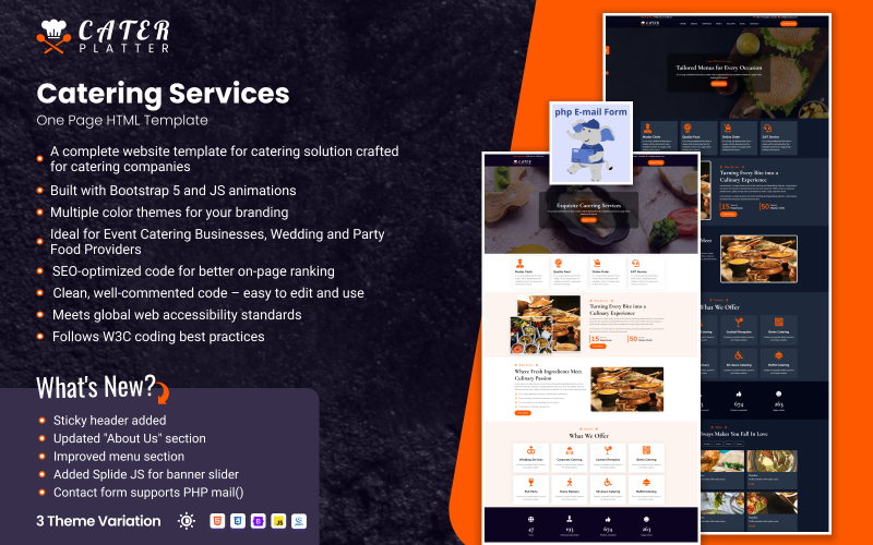 Cater Platter - One-Page Catering Website Template Landing Page Template