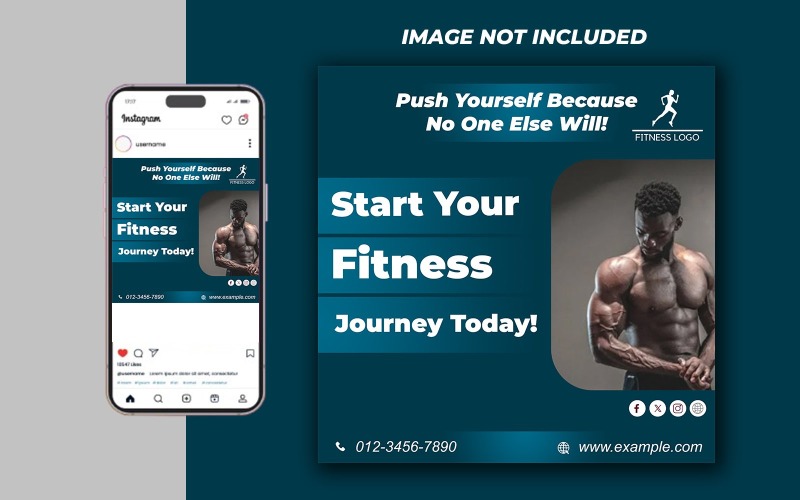 Yoga Fitness Gym Promotional Social Media PSD Raster Banner Template - Template 11