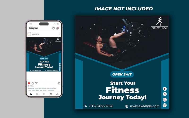 Yoga Fitness Gym Promotional Social Media PSD Raster Banner Template - Template 12