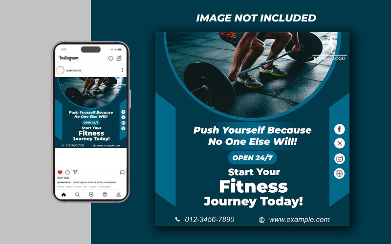 Yoga Fitness Gym Promotional Social Media PSD Raster Banner Template - Template 13