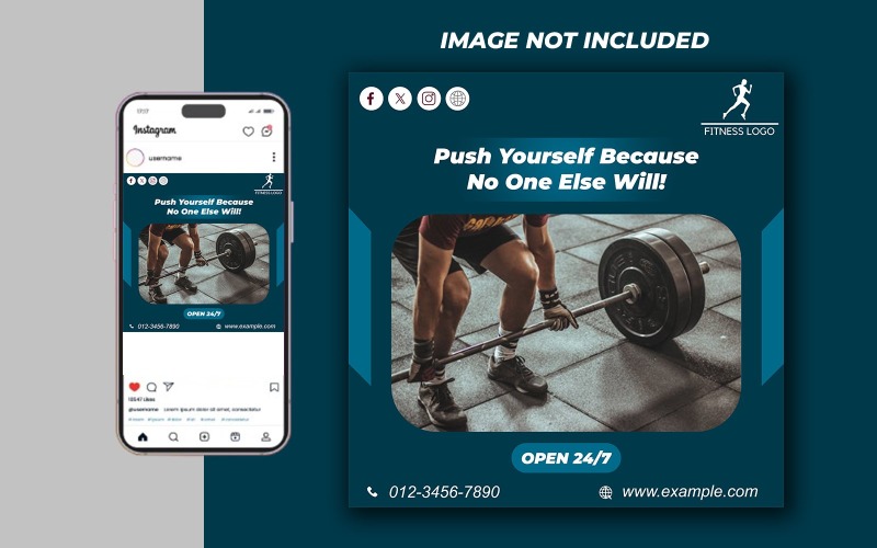 Yoga Fitness Gym Promotional Social Media PSD Raster Banner Template - Template 14