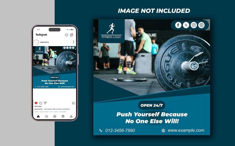 Yoga Fitness Gym Promotional Social Media PSD Raster Banner Template - Template 15