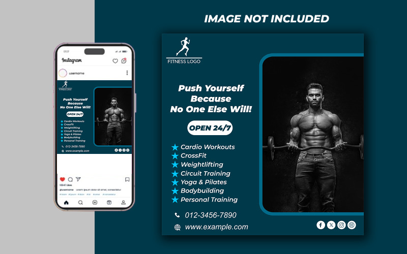Yoga Fitness Gym Promotional Social Media PSD Raster Banner Template - Template 16