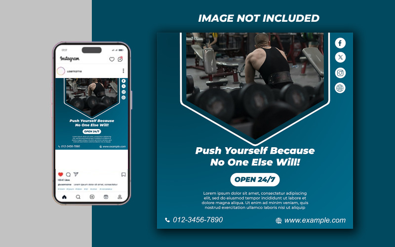 Yoga Fitness Gym Promotional Social Media PSD Raster Banner Template - Template 17