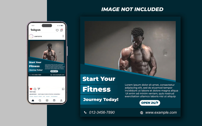 Yoga Fitness Gym Promotional Social Media PSD Raster Banner Template - Template 19