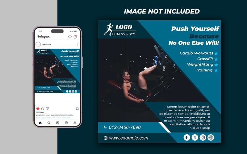 Yoga Fitness Gym Promotional Social Media PSD Raster Banner Template - Template 20