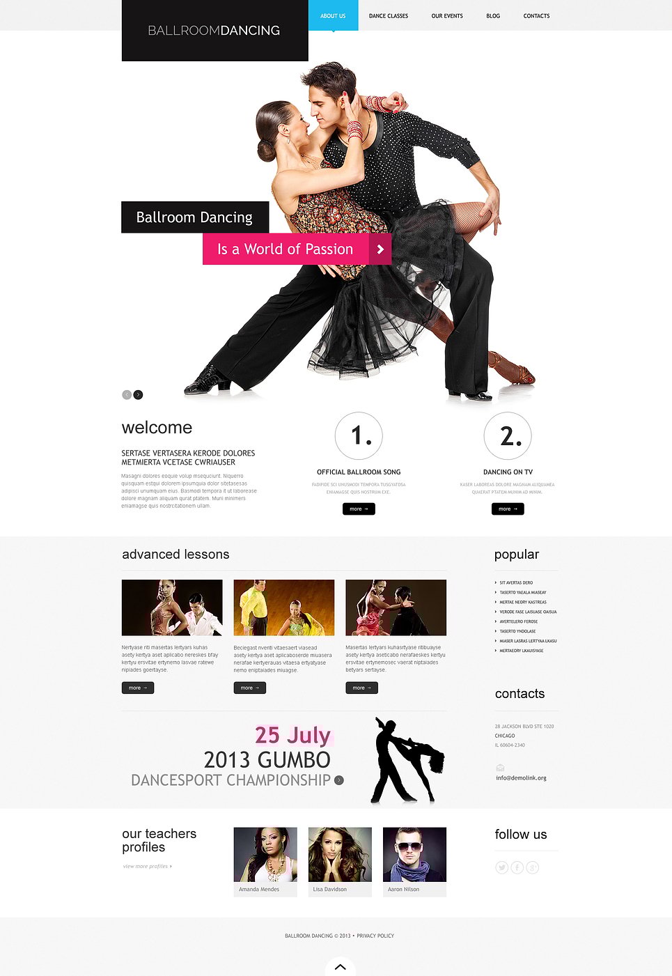 Dance Studio Responsive WordPress Theme New Screenshots BIG