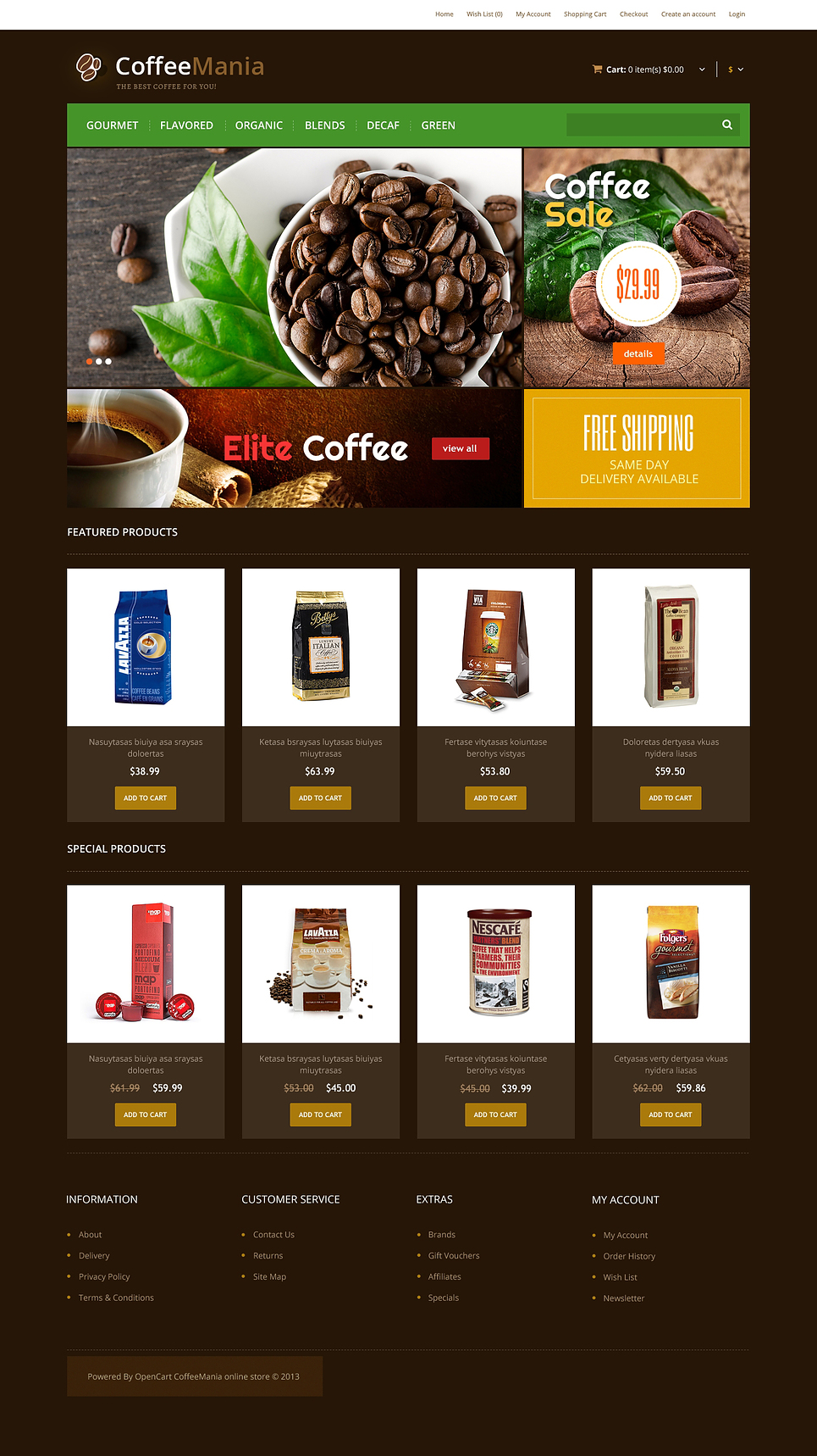 Responsive Coffee Store OpenCart Template New Screenshots BIG