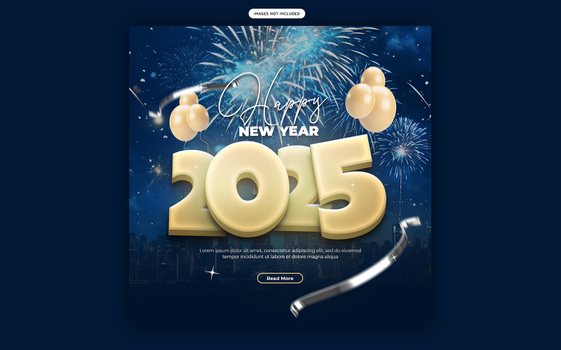 Happy New Year 2025 Social Media Post Template