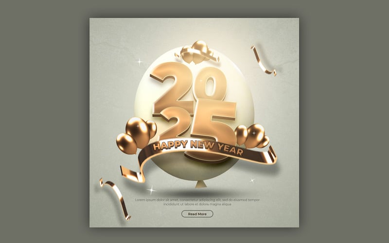 Happy New Year 2025 Social Media Post Template