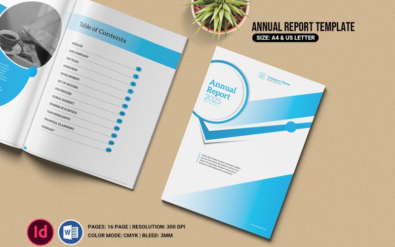 Annual Report Brochure Template. Indesign & Word Corporate Identity