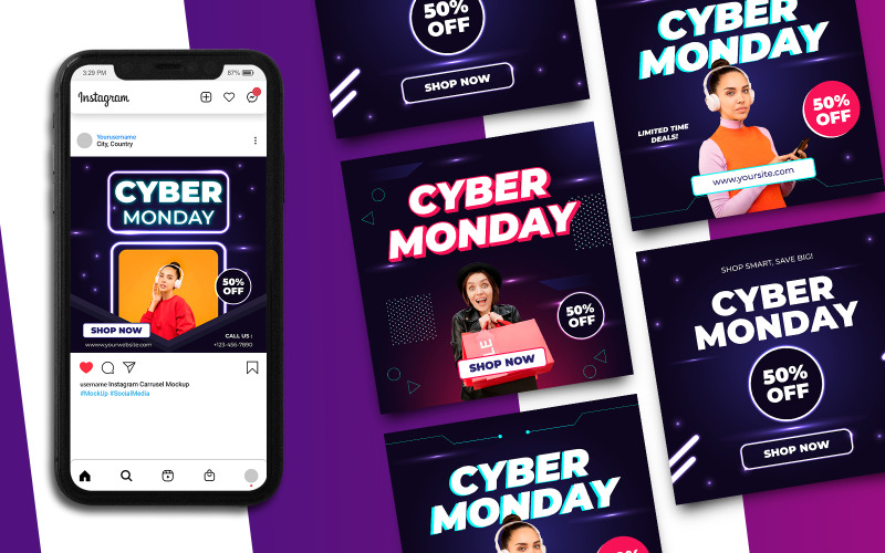 Cyber Monday Sale Instagram Post Template 23 Social Media