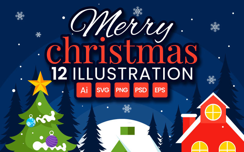 12 Merry Christmas Celebration Illustration