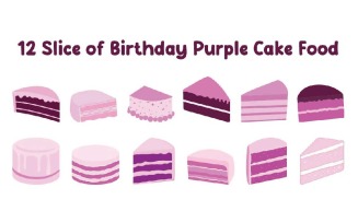 12 Slice of Birthday Purple Cake Food
