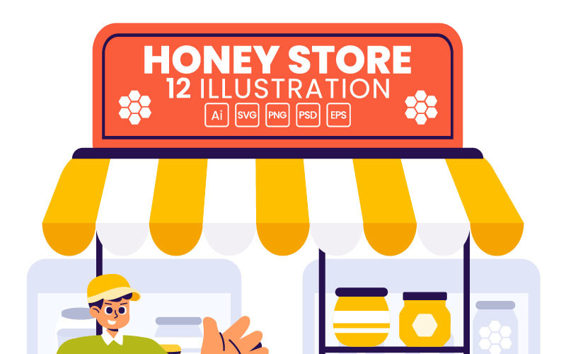12 Sweet Honey Store Illustration