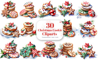 Watercolor Christmas Cookies Clipart, Gingerbread Clipart, Sweets Clipart, Festive Clipart