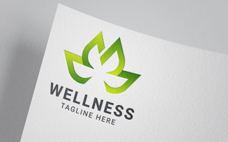 Abstract flower natural green logo template design.