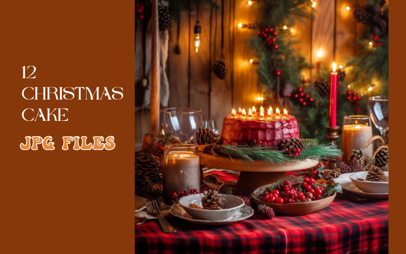 Christmas and New Year cake with christmas decor Illustration