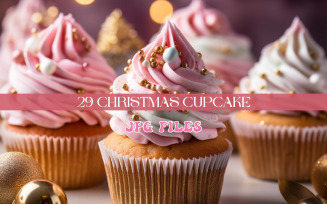 Christmas and New Year cupcake with decoration